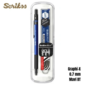 Scrikss Versatil Kalem Graph-X 0.7mm Mavi 3lü Set