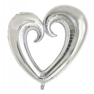 Şekilli Kalp Gümüş Renk Folyo Balon