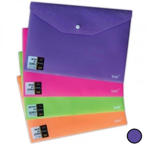 Sensho Sm A4-02-16-10 Çıtçıtlı Desenli Evrak Dosyası A4 Fosforlu Mor