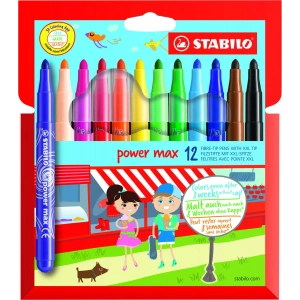 Stabilo Power Max Kalın Uçlu Keçeli Kalem Seti 12 Renk Paket