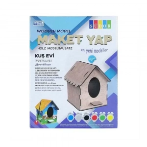 Südor Kutulu Ahşap Maket Kuş Evi Boyama Seti Küçük Md2-02