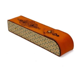 Suni Deri El Yapımı Mıknatıslı Kutu Kalemlik Taba