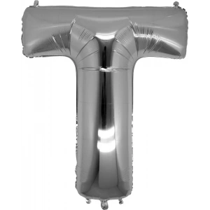 T Harfi Gümüş Folyo Balon