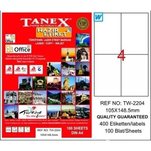 Tanex 105x148,5 Mm Lazer Etiket Tw-2204