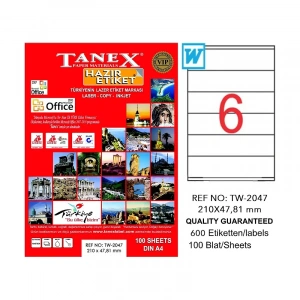 TANEX 2047 LASER ETİKET 210x47.81mm 6x100 600 ADET