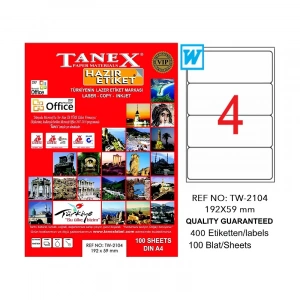 TANEX 2104 LASER ETİKET 192x59mm 4x100 400 ADET