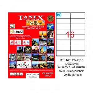 TANEX 2216 LASER ETİKET 105x35mm 16x100 1600 ADET