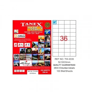 Tanex 52.5x33 Laser Etiket Tw-2035