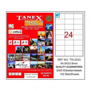 Tanex 64,6x33,8 Laser Etiket Tw-2533