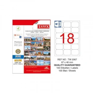 Tanex 67x46 Laser Etiket Tw-2067