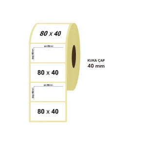 Tanex Barkod Etiketi Termal 80x40 40mm Çap 1000li