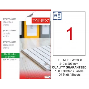 Tanex Tw-2000 Laser Etiketi (210 X 297 Mm)