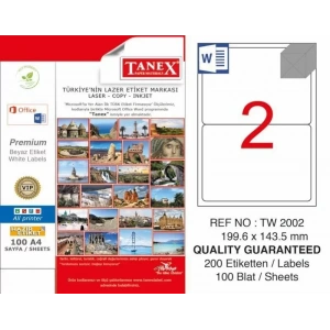 Tanex TW-2002 Laser Etiketi (199,6 x 143,5 mm)