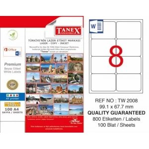 Tanex TW-2008 Laser Etiketi (99,1 x 67,7 mm)