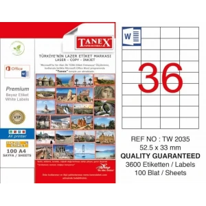Tanex Tw-2035 Laser Etiketi (52,5 X 33 Mm)