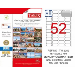 Tanex TW-2052 Laser Etiketi (46,4 x 21,2 mm)