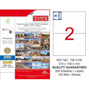 Tanex Tw-2102 Laser Etiketi (210 X 148,5 Mm)