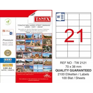 Tanex Tw-2121 Laser Etiketi (70 X 38 Mm)