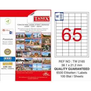 Tanex Tw-2165 Laser Etiketi (38,1 X 21,2 Mm)