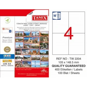 Tanex TW-2204 Laser Etiketi (105 x 148,5 mm)