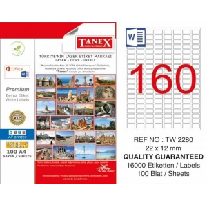 Tanex Tw-2280 Laser Etiketi (22 X 12 Mm)
