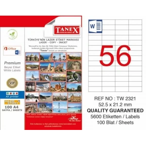 Tanex Tw-2321 Laser Etiketi (52,5 X 21,2 Mm)