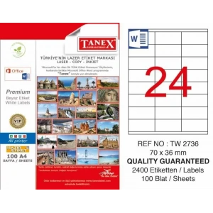 Tanex TW-2736 Laser Etiketi (70 x 36 mm)