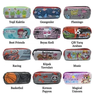 Tmn 413808 Piano Kalem Çantası Pvc Baskılı Çift Bölmeli Kl22