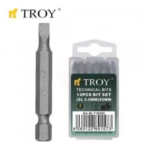 Troy 22224 Bits Uç Seti (Düz 3,0x50mm, 12 Adet)