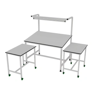 Üstten Işıklı Kalite Kontrol Masası (Sehpalı)Ayalı Eğmli T85