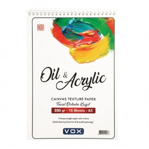 Vox Art Kanvas Dokulu Yağlı ve Akrilik Boya Defter A3 300gr 15 Yaprak