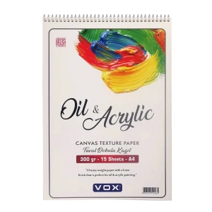 Vox Art Kanvas Dokulu Yağlı ve Akrilik Boya Defter A4 300gr 15yp