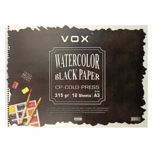 Vox Art Suluboya Sketch Defter A3 315gr 12 Yaprak Black Siyah
