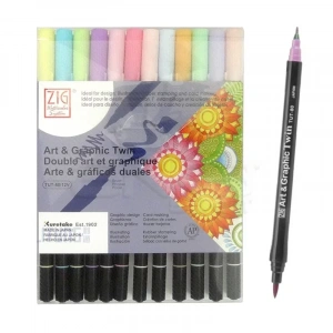 Zig Art & Graphic Twin Brush Pen Çift Uçlu Çizim Kalemi 12li Set Pastel - Tut-80/12vpa