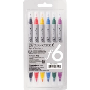 Zig Clean Color F Çift Uçlu Marker Kalem 6 lı Set TCS-6000T/6V