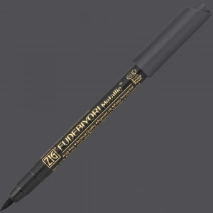 Zig Fudebiyori Fırça Uçlu Metalik Kalem Black