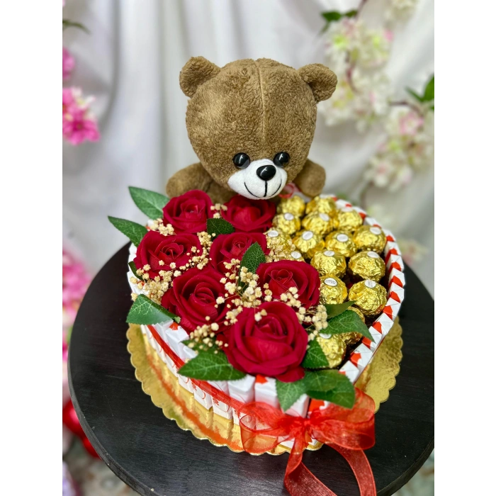 Ayıcıklı Kadife Gül ve Çikolatalar