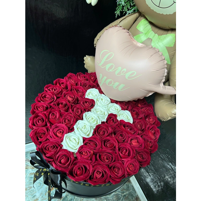 Dev Kutuda Kişiye Özel Harf ve Ayıcık Balon