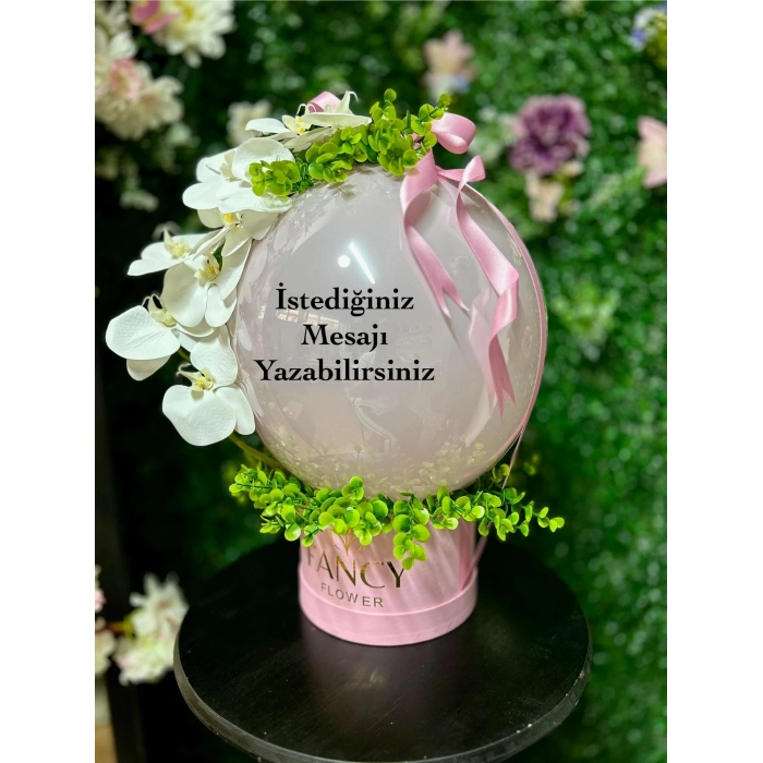 Islak Orkide Detaylı Mesajlı Balon Kutusu