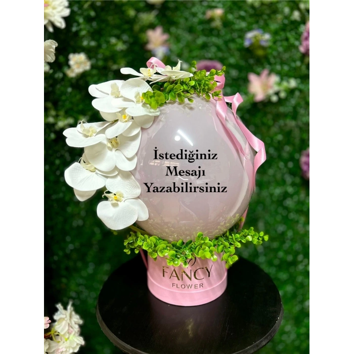 Islak Orkide Detaylı Mesajlı Balon Kutusu