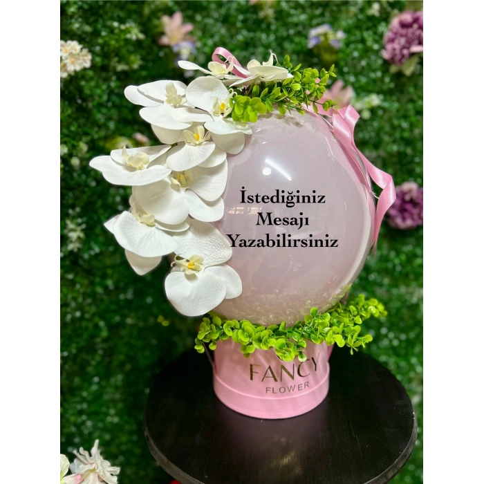 Islak Orkide Detaylı Mesajlı Balon Kutusu