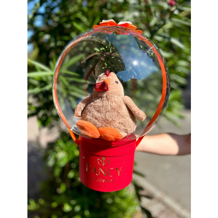 Peluş Tavuk ve Kinder Joy Balon Kutu