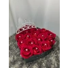 Kalp Kutuda Taşlı Kadife Güller & Kristal Taç
