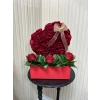 Üç Boyutlu Kadife Gül Kalp Aranjman