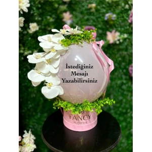 Islak Orkide Detaylı Mesajlı Balon Kutusu