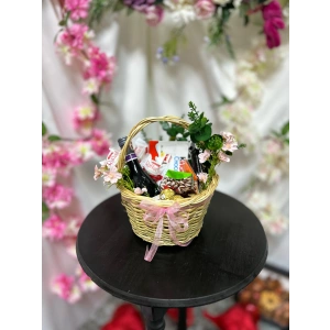 Kırmızı Şarap Konseptli Hasır Sepet