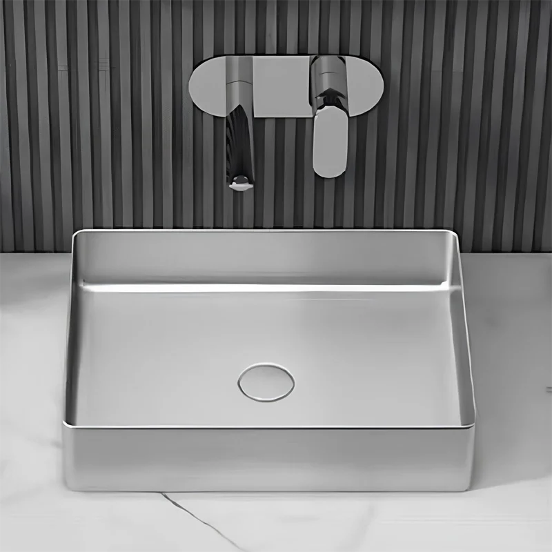 Schnelle Sch S5504 Chrome Tezgah Üstü Dikdörtgen Çelik Lavabo