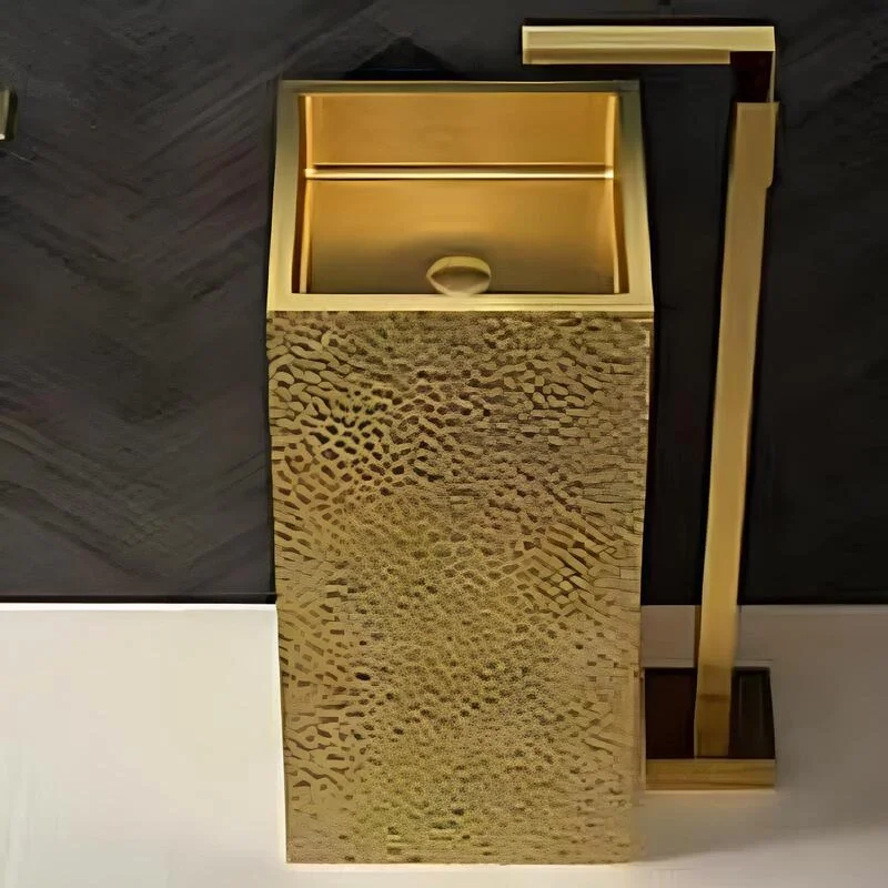 Schnelle Sch G8826 Gold Monoblok Kare Çelik Lavabo