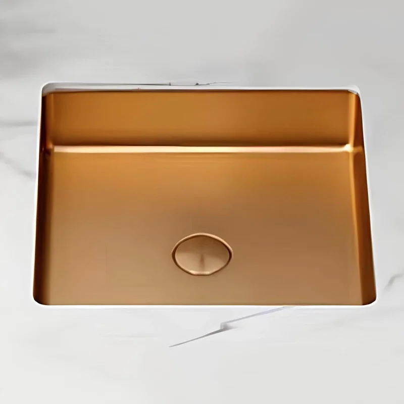 Schnelle Sch RG204 Rose Gold Tezgah Altı Kare Çelik Lavabo