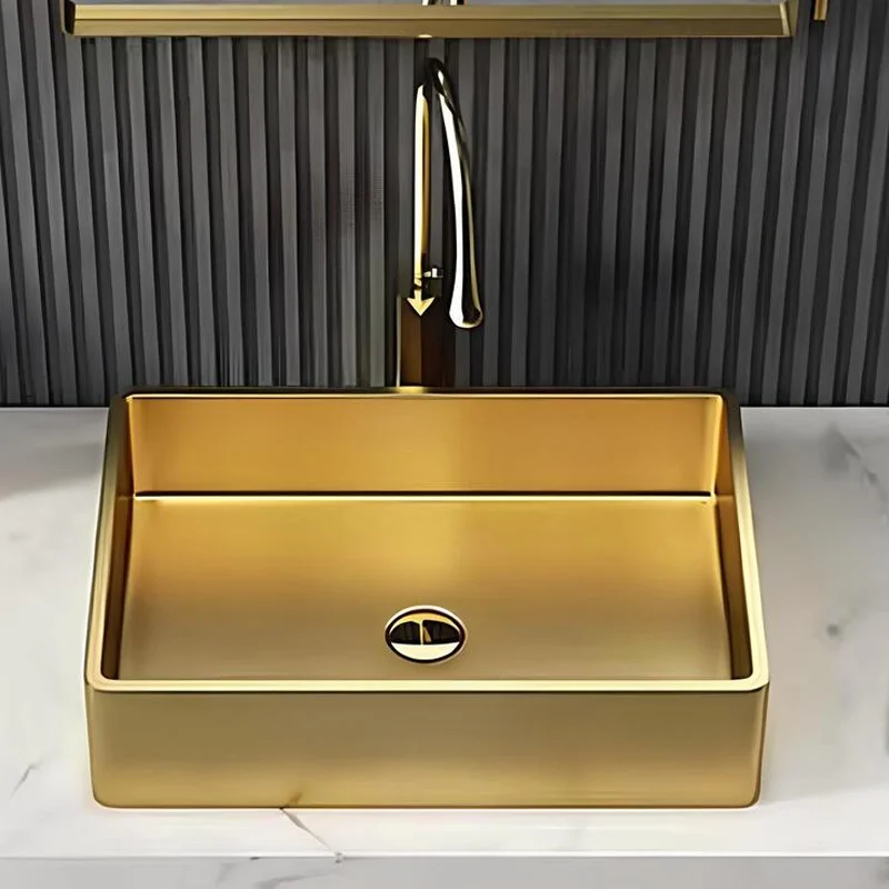 Schnelle Sch G5514 Gold Tezgah Üstü Dikdörtgen Çelik Lavabo